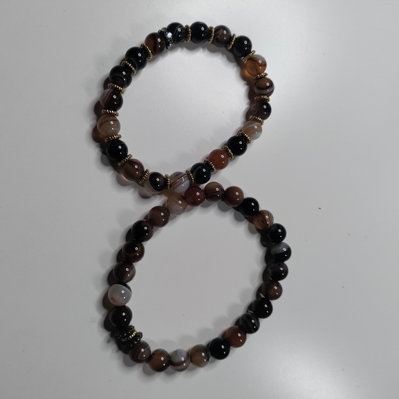 Banded Agate Bracelets set of 2 - Picture 4 of 5